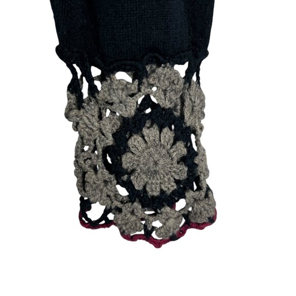 Gundrun Sjoden Crochet Cotton / Wool Sweater Embroidered Dress in Black Size L - Picture 5 of 11